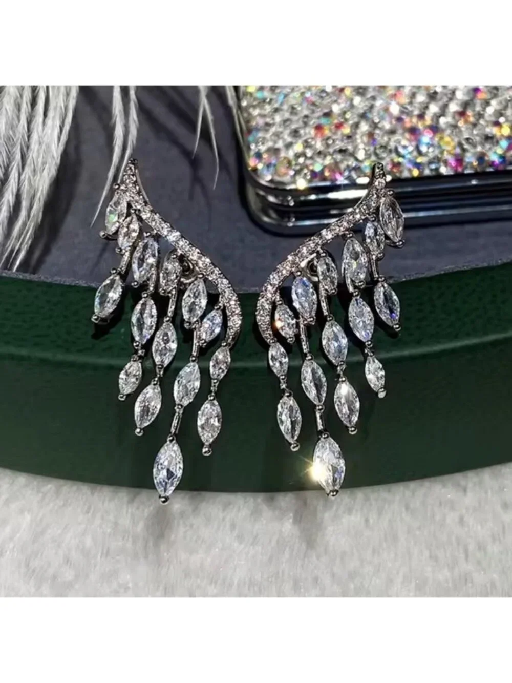 Luxury Marquise Cut Crystal Waterfall Earrings